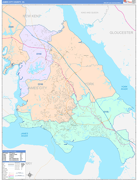 James City County, VA Zip Code Map